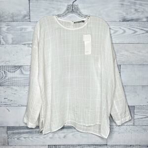 Vince Windowpane Tunic Top
